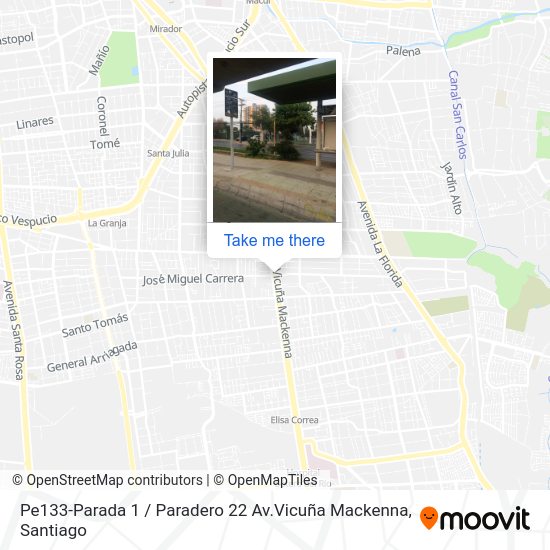 Mapa de Pe133-Parada 1 / Paradero 22 Av.Vicuña Mackenna