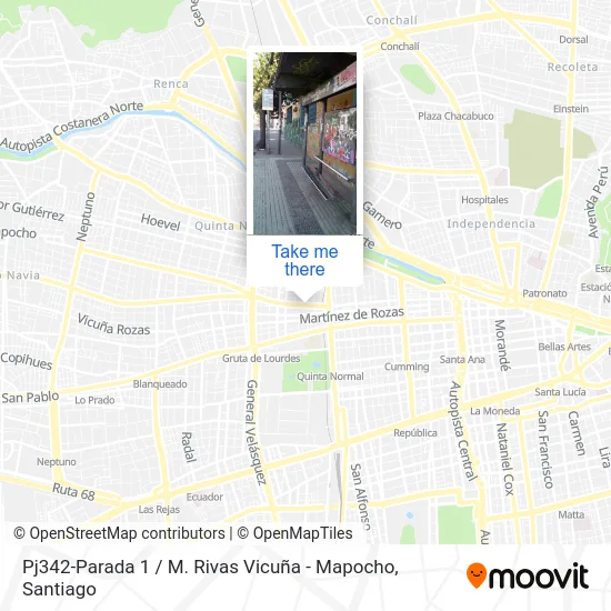 Mapa de Pj342-Parada 1 / M. Rivas Vicuña - Mapocho