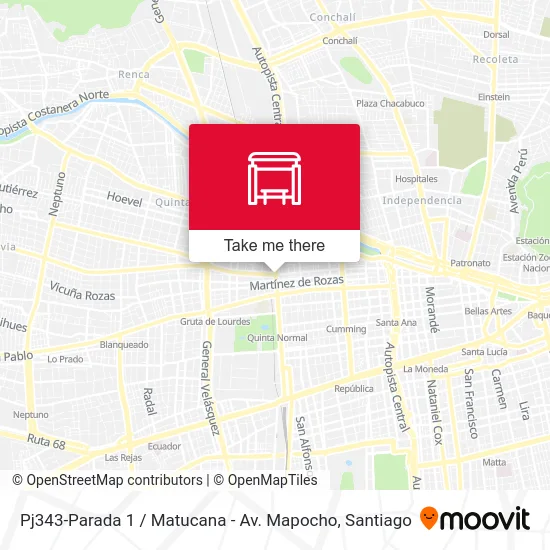 Pj343-Parada 1 / Matucana - Av. Mapocho map