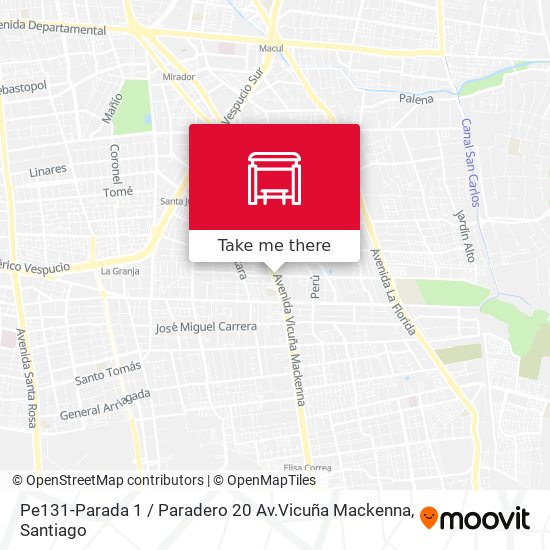 Mapa de Pe131-Parada 1 / Paradero 20 Av.Vicuña Mackenna