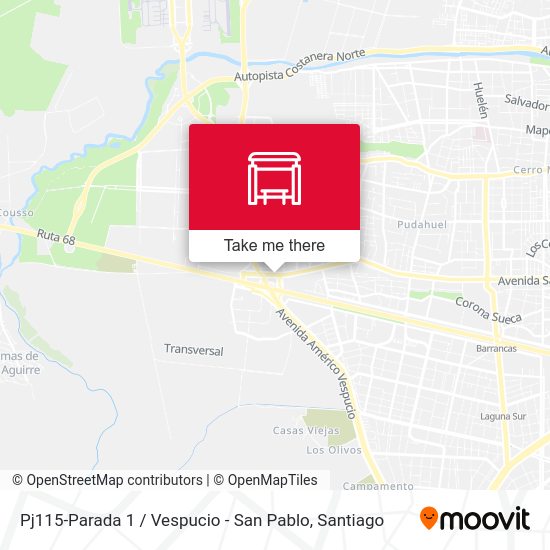 Mapa de Pj115-Parada 1 / Vespucio - San Pablo