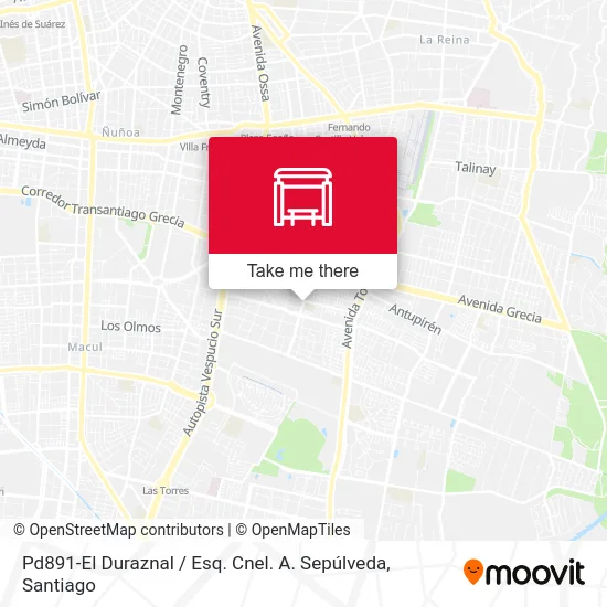 Pd891-El Duraznal / Esq. Cnel. A. Sepúlveda map