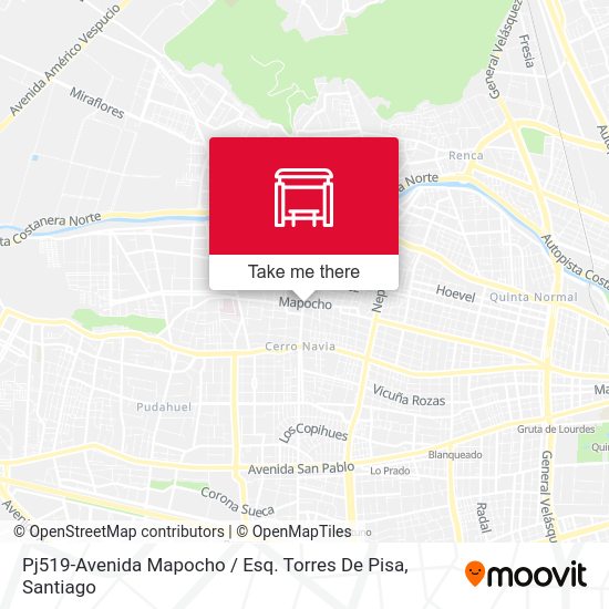 Mapa de Pj519-Avenida Mapocho / Esq. Torres De Pisa