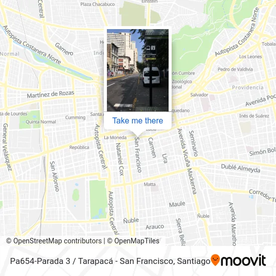 Pa654-Parada 3 / Tarapacá - San Francisco map