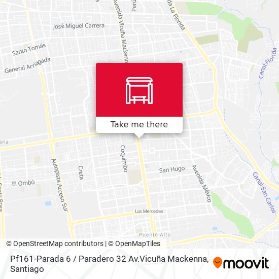 Mapa de Pf161-Parada 6 / Paradero 32 Av.Vicuña Mackenna