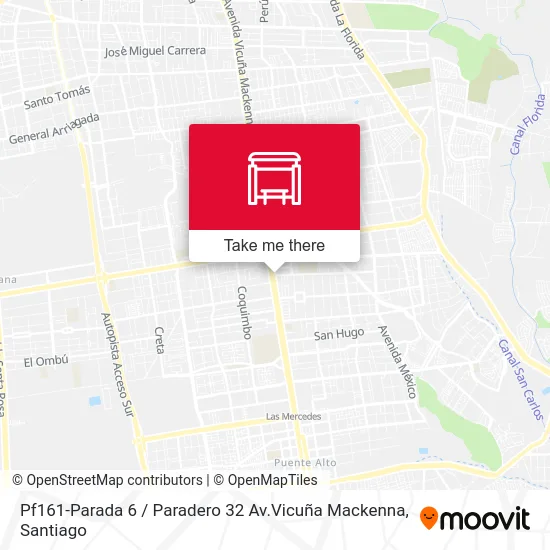 Pf161-Parada 6 / Paradero 32 Av.Vicuña Mackenna map