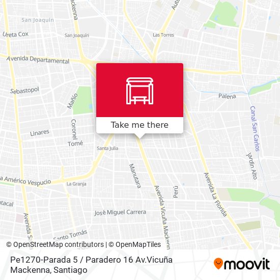 Pe1270-Parada 5 / Paradero 16 Av.Vicuña Mackenna map