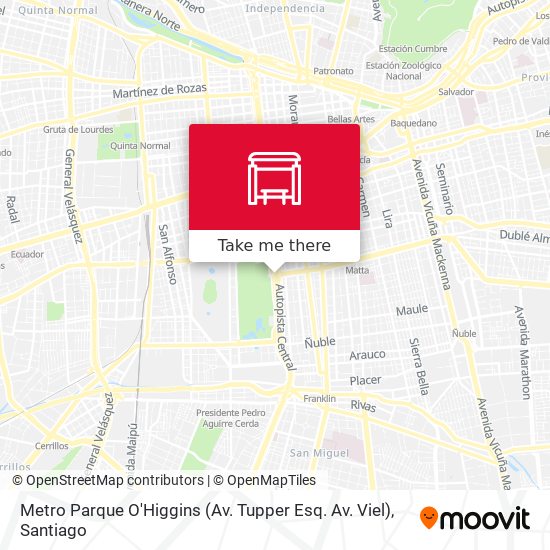 Metro Parque O'Higgins (Av. Tupper Esq. Av. Viel) map