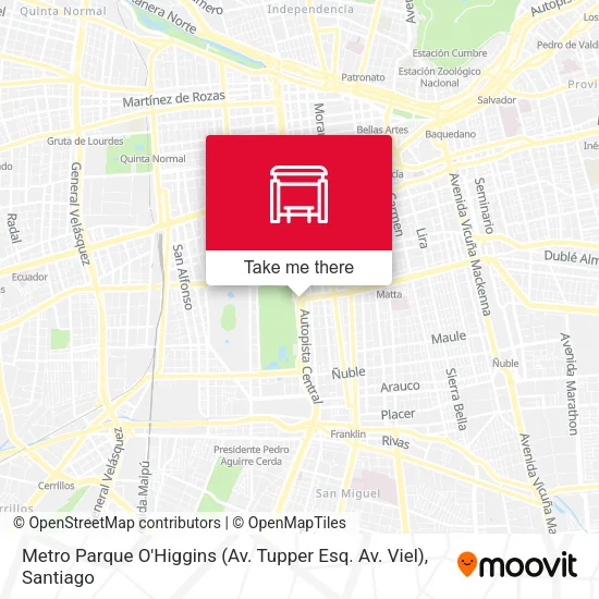 Metro Parque O'Higgins (Av. Tupper Esq. Av. Viel) map