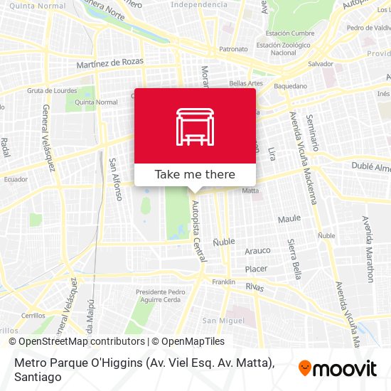 Metro Parque O'Higgins (Av. Viel Esq. Av. Matta) map