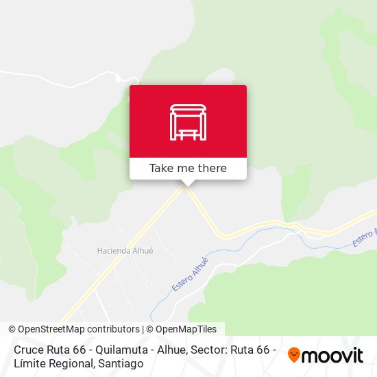 Cruce Ruta 66 - Quilamuta - Alhue, Sector: Ruta 66 - Límite Regional map