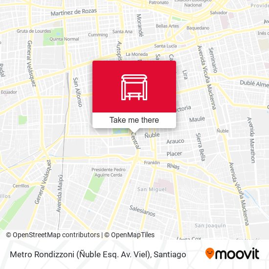 Metro Rondizzoni (Ñuble Esq. Av. Viel) map