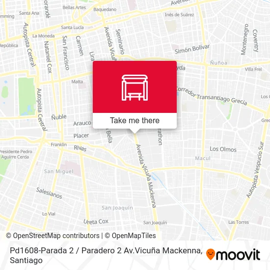 Pd1608-Parada 2 / Paradero 2 Av.Vicuña Mackenna map