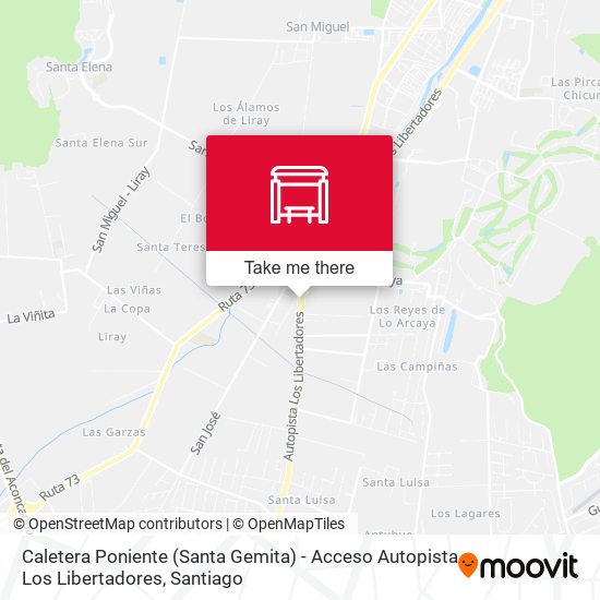 Caletera Poniente (Santa Gemita) - Acceso Autopista Los Libertadores map