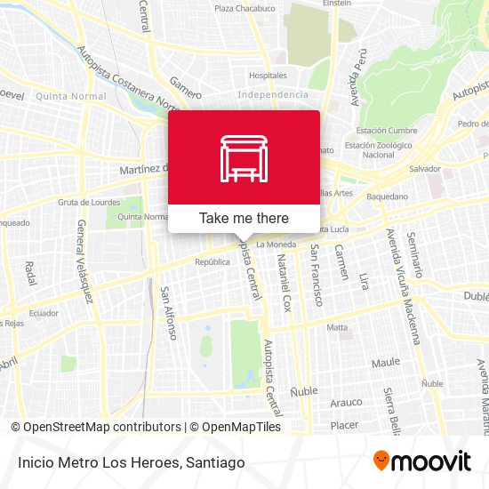 Inicio Metro Los Heroes map