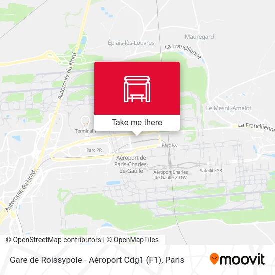 Gare de Roissypole - Aéroport Cdg1 (F1) map