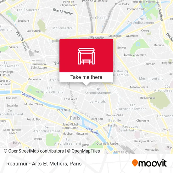 Réaumur - Arts Et Métiers map