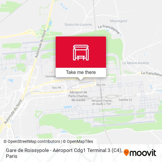 Mapa Roissypole - Aéroport Cdg1 Terminal 3 (C4)