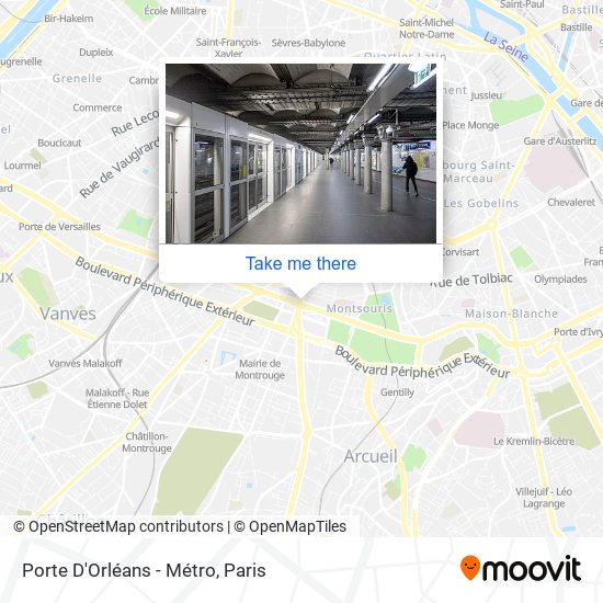 Mapa Porte D'Orléans - Métro