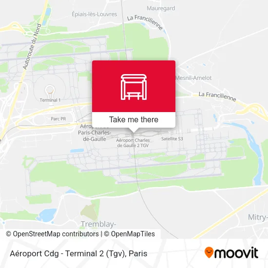 Aéroport Cdg - Terminal 2 (Tgv) map