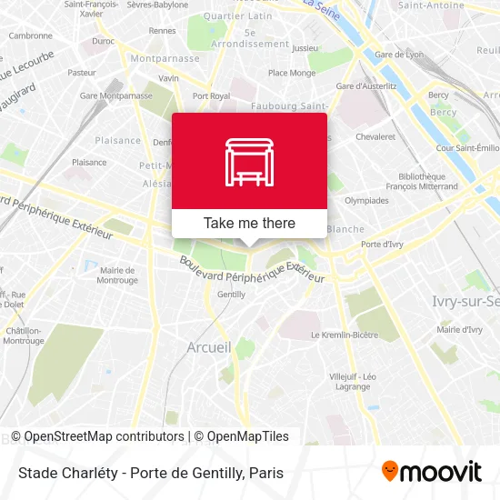 Stade Charléty - Porte de Gentilly map