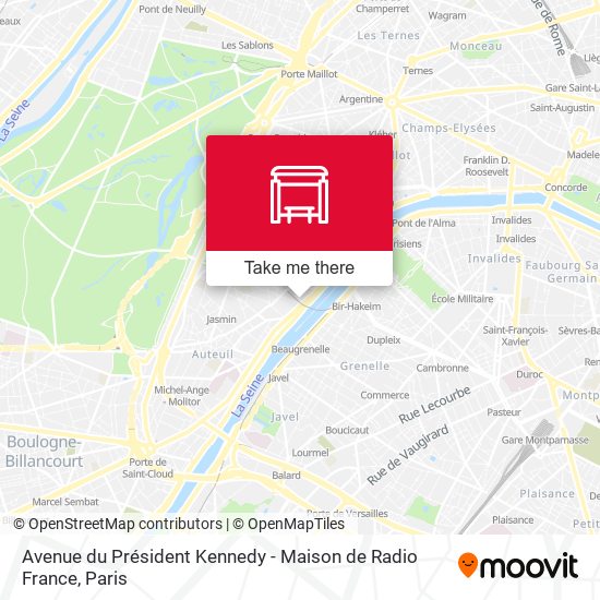 Mapa Avenue du Président Kennedy - Maison de Radio France