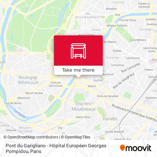 Mapa Pont du Garigliano - Hôpital Européen Georges Pompidou