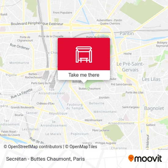 Secrétan - Buttes Chaumont map