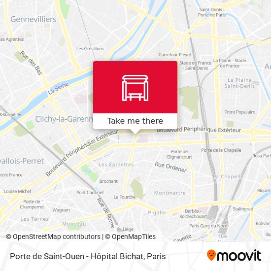 Porte de Saint-Ouen - Hôpital Bichat map