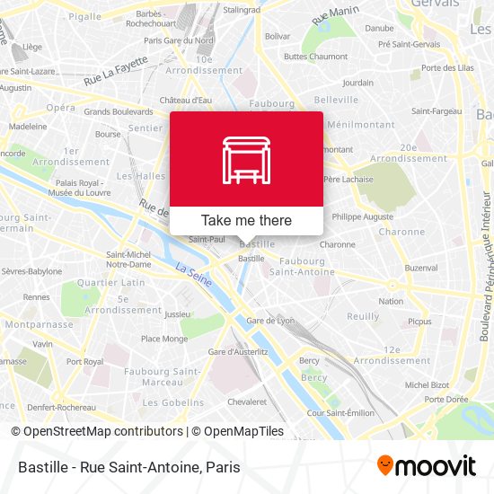 Mapa Bastille - Rue Saint-Antoine