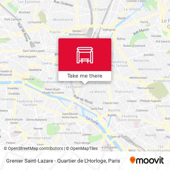 Mapa Grenier Saint-Lazare - Quartier de L'Horloge