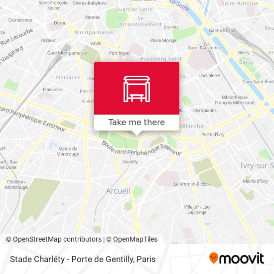 Mapa Stade Charléty - Porte de Gentilly