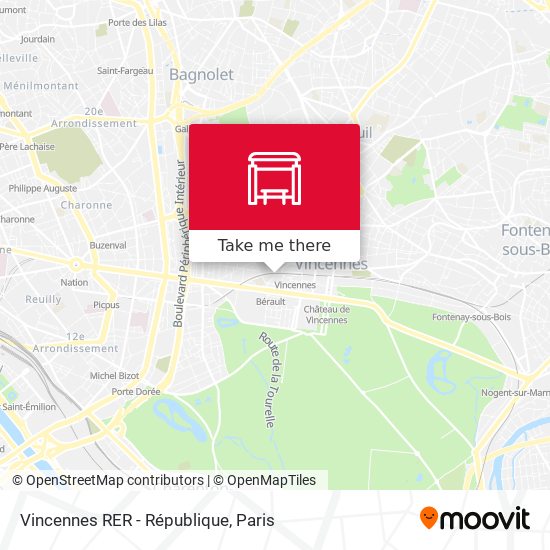 Mapa Vincennes RER - République