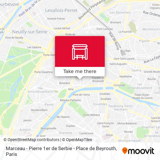 Marceau - Pierre 1er de Serbie - Place de Beyrouth map