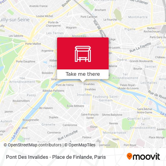 Mapa Pont Des Invalides - Place de Finlande