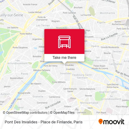 Pont Des Invalides - Place de Finlande map