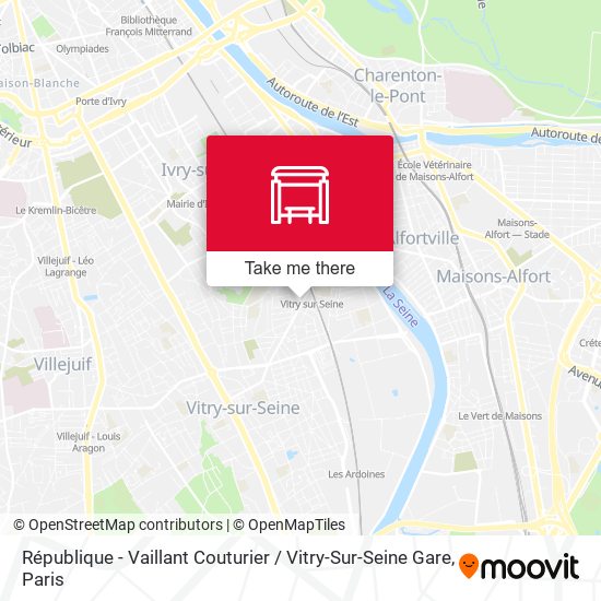 République - Vaillant Couturier / Vitry-Sur-Seine Gare map