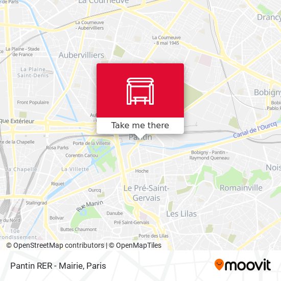 Pantin RER - Mairie map