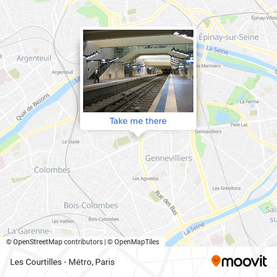 Mapa Les Courtilles - Métro