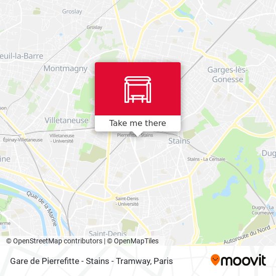 Mapa Gare de Pierrefitte - Stains - Tramway