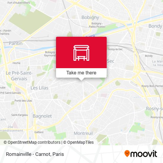 Mapa Romainville - Carnot