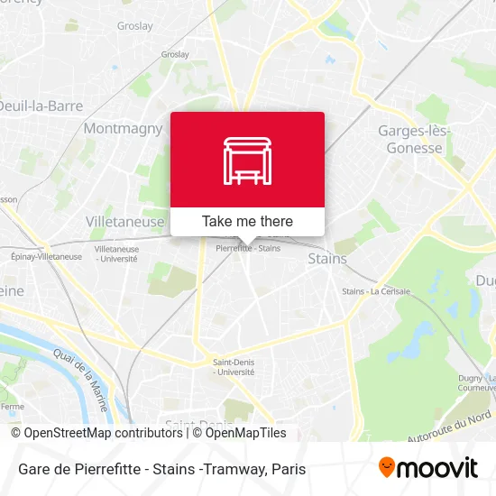 Gare de Pierrefitte - Stains -Tramway map