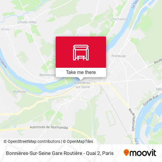 Mapa Bonnières-Sur-Seine Gare Routière - Quai 2