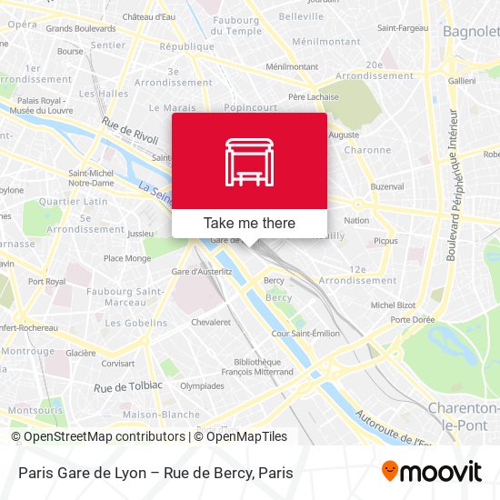 Mapa Paris Gare de Lyon – Rue de Bercy