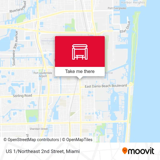 US 1/Northeast 2nd Street map
