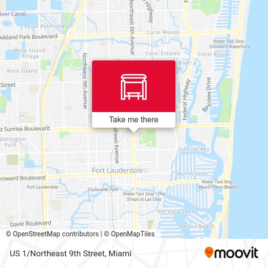 US 1/Northeast 9th Street map