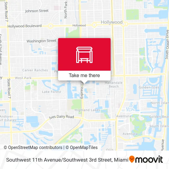 Southwest 11th Avenue / Southwest 3rd Street map