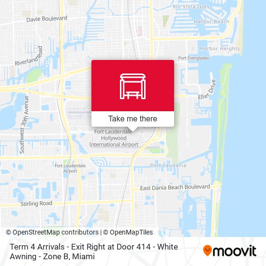 Term 4 Arrivals - Exit Right at Door 414 - White Awning - Zone B map