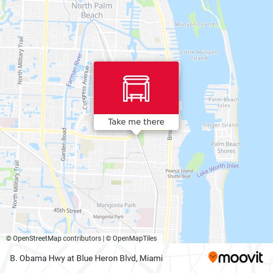B. Obama Hwy at  Blue Heron  Blvd map