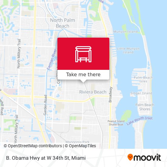 Mapa de B. Obama Hwy at W 34th St